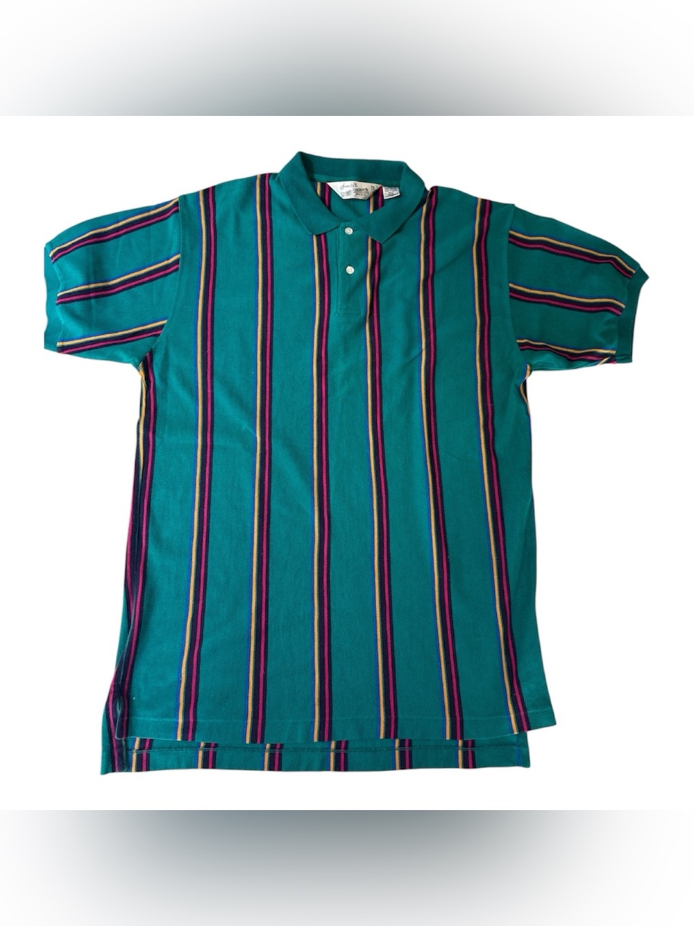 90’s Sears Roebuck Teal Striped Polo Shirt Men’s XL Super Preppy